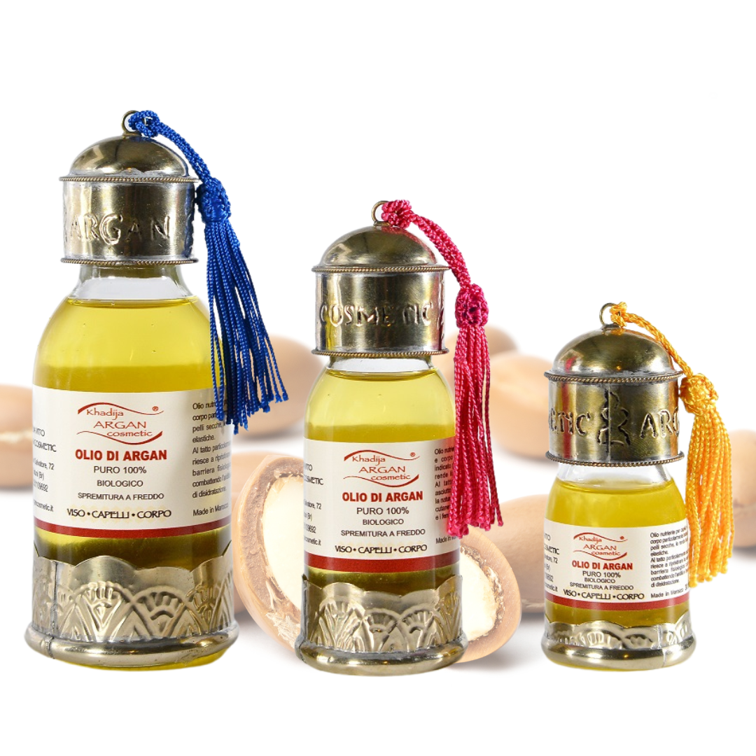 Olio di Argan BIO puro al 100% in bottiglia marocchina con contagocce